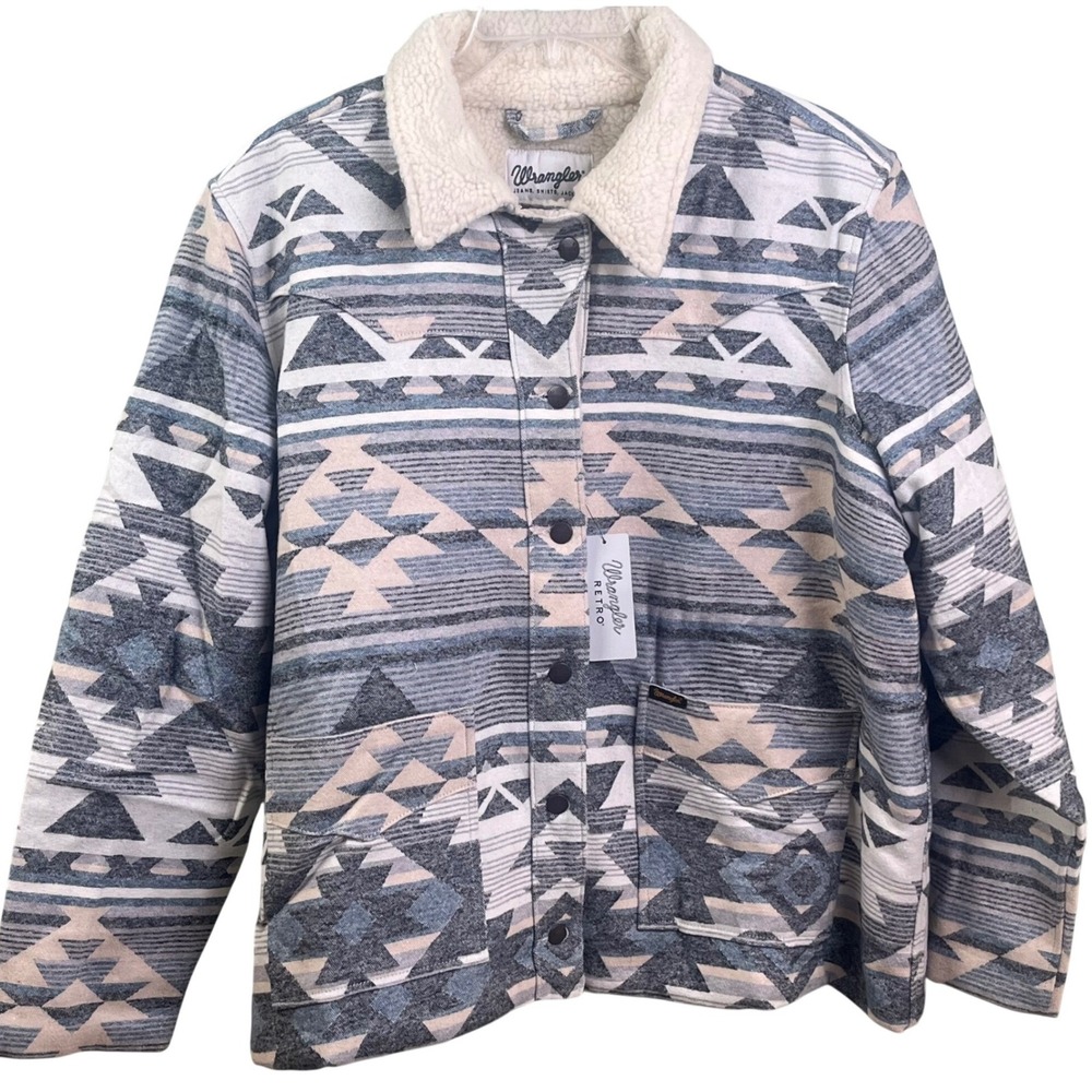 Wrangler Retro Southwestern Sherpa Lined Fleece Jacket Button Alpine 3XL NWT